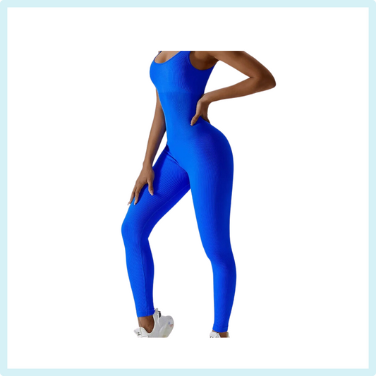 Size: Medium, Fit Type: Skinny, Type: Jumpsuit, Waist Line: High Waist, Pattern Type: Plain, Details: Backless, Sleeve Length: Sleeveless, Length: Long, Color: Blue, Neckline: Scoop Neck, Fabric: High Stretch, Material: Fabric, Composition: 90% Polyamide, 10% Elastane, Care Instructions: Machine wash, do not dry clean, Sheer: No